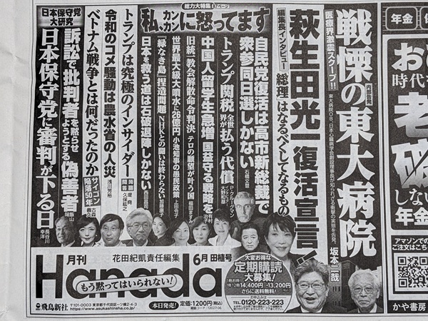 月間Hanada 広告 政治