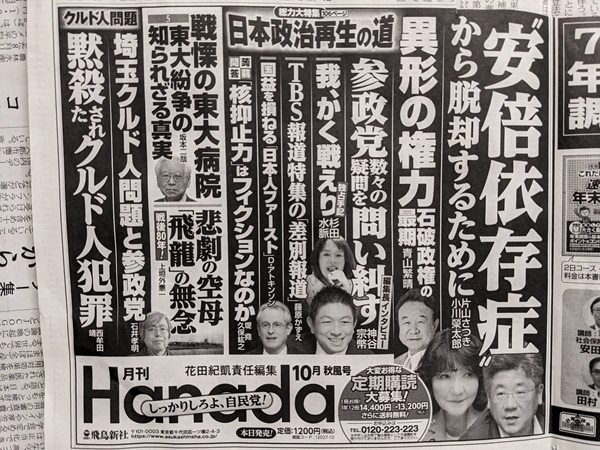月刊Hanada 広告 政治